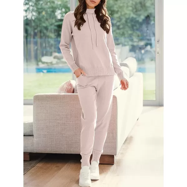 imageANRABESS Womens Two Piece Outfits Long Sleeve Turtleneck Pullover Top amp Drawstring Pants Sweatsuit Lounge SetPink