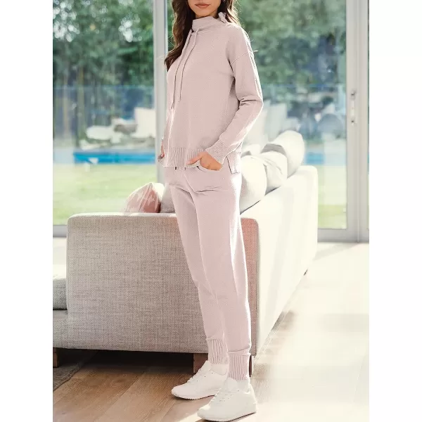 imageANRABESS Womens Two Piece Outfits Long Sleeve Turtleneck Pullover Top amp Drawstring Pants Sweatsuit Lounge SetPink