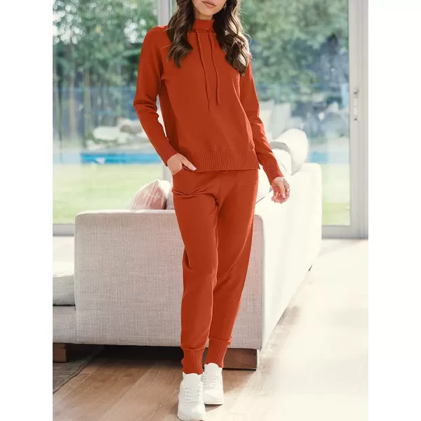 imageANRABESS Womens Two Piece Outfits Long Sleeve Turtleneck Pullover Top amp Drawstring Pants Sweatsuit Lounge SetRust
