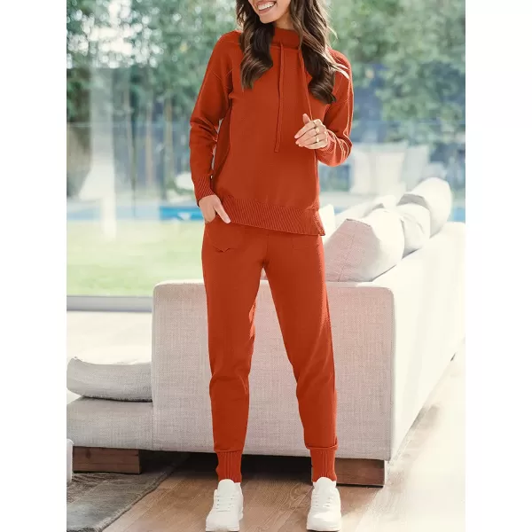 imageANRABESS Womens Two Piece Outfits Long Sleeve Turtleneck Pullover Top amp Drawstring Pants Sweatsuit Lounge SetRust