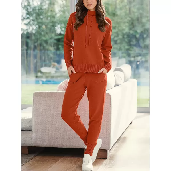 imageANRABESS Womens Two Piece Outfits Long Sleeve Turtleneck Pullover Top amp Drawstring Pants Sweatsuit Lounge SetRust