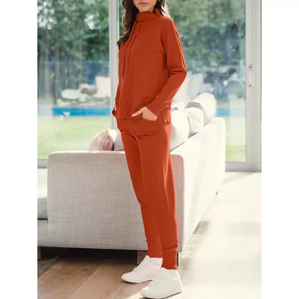 imageANRABESS Womens Two Piece Outfits Long Sleeve Turtleneck Pullover Top amp Drawstring Pants Sweatsuit Lounge SetRust