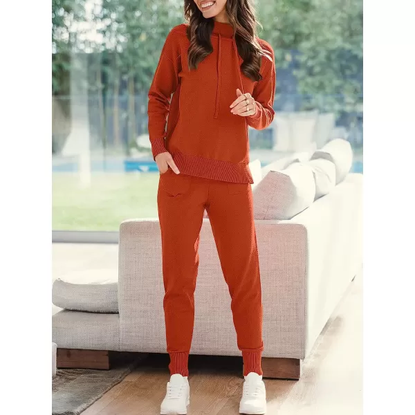 imageANRABESS Womens Two Piece Outfits Long Sleeve Turtleneck Pullover Top amp Drawstring Pants Sweatsuit Lounge SetRust