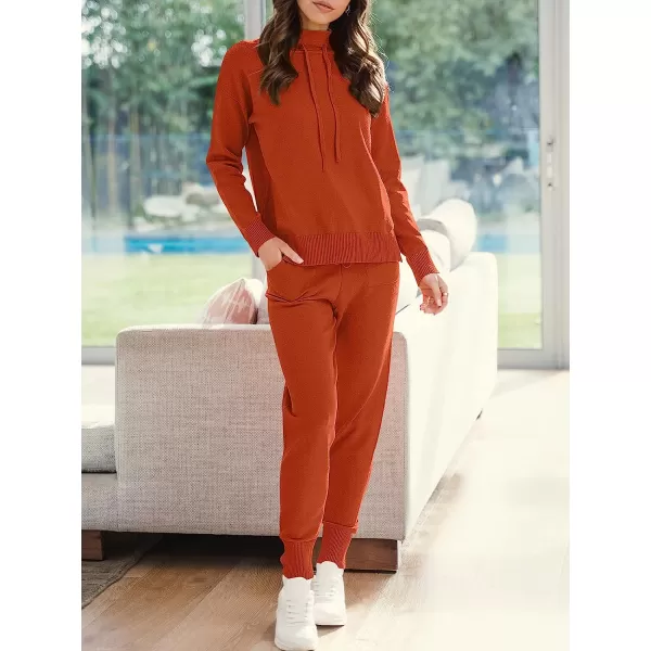 imageANRABESS Womens Two Piece Outfits Long Sleeve Turtleneck Pullover Top amp Drawstring Pants Sweatsuit Lounge SetRust