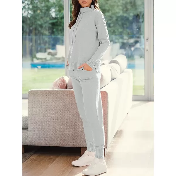 imageANRABESS Womens Two Piece Outfits Long Sleeve Turtleneck Pullover Top amp Drawstring Pants Sweatsuit Lounge SetSilver