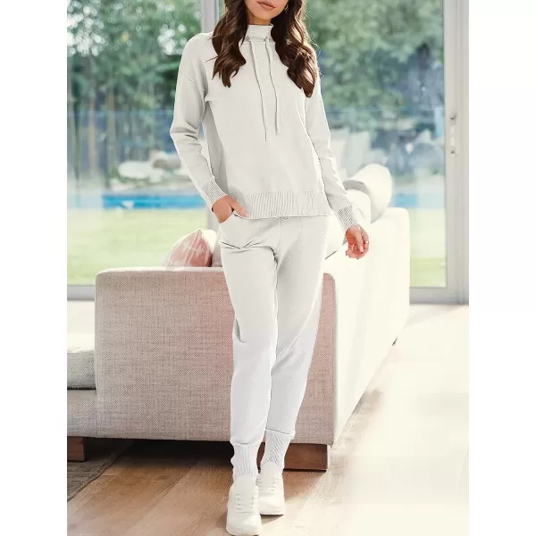 imageANRABESS Womens Two Piece Outfits Long Sleeve Turtleneck Pullover Top amp Drawstring Pants Sweatsuit Lounge SetWhite