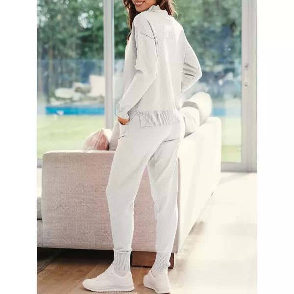 imageANRABESS Womens Two Piece Outfits Long Sleeve Turtleneck Pullover Top amp Drawstring Pants Sweatsuit Lounge SetWhite