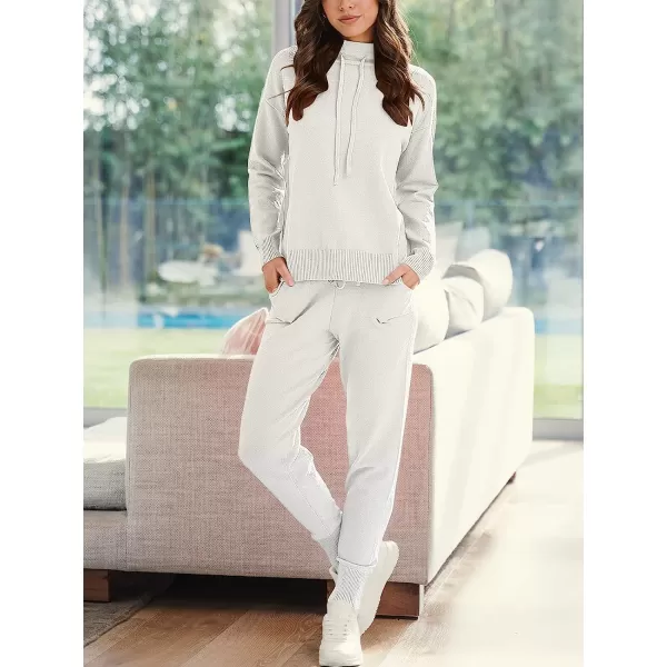 imageANRABESS Womens Two Piece Outfits Long Sleeve Turtleneck Pullover Top amp Drawstring Pants Sweatsuit Lounge SetWhite