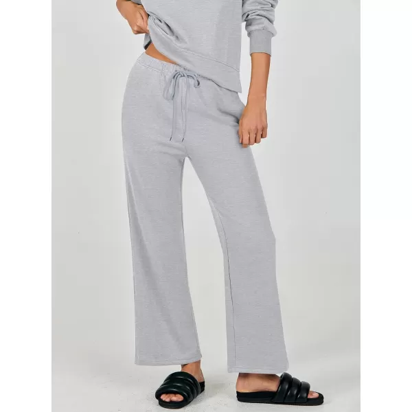 imageANRABESS Womens Two Piece Outfits Matching Sets Long Sleeve Crop Pullover Top and Wide Leg Pants Tracksuit Lounge SetGrey