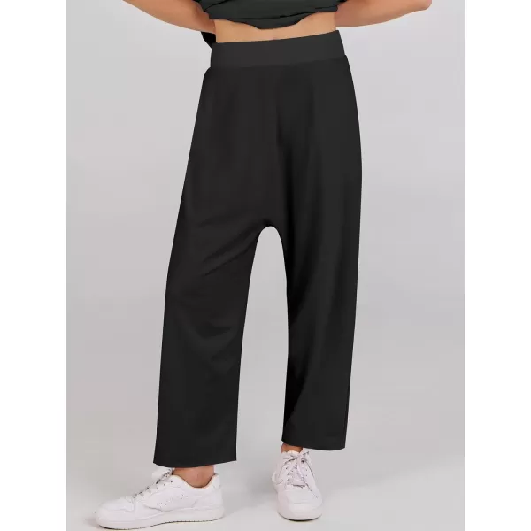 imageANRABESS Womens Two Piece Outfits Sleeveless Top  Harem Cropped Pants Matching Lounge Summer Sets 2024 Fashion ClothesBlack