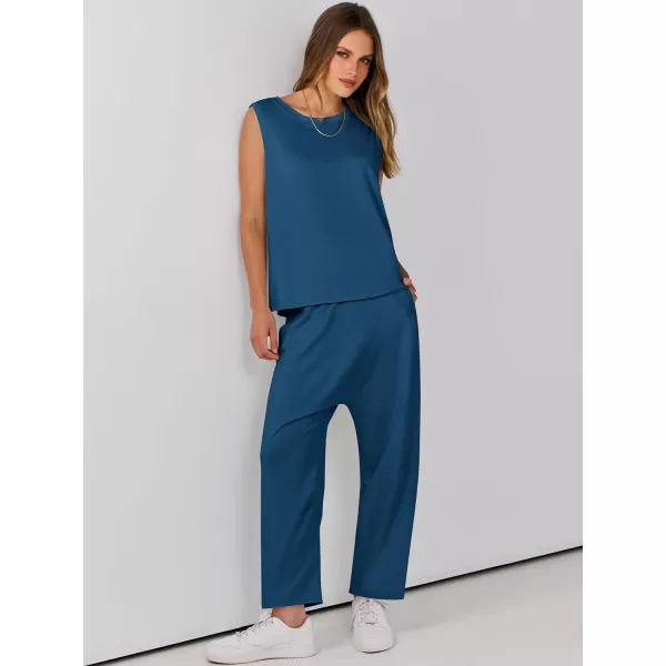 imageANRABESS Womens Two Piece Outfits Sleeveless Top  Harem Cropped Pants Matching Lounge Summer Sets 2024 Fashion ClothesDeep Blue
