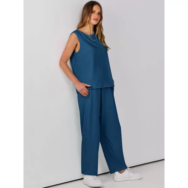 imageANRABESS Womens Two Piece Outfits Sleeveless Top  Harem Cropped Pants Matching Lounge Summer Sets 2024 Fashion ClothesDeep Blue