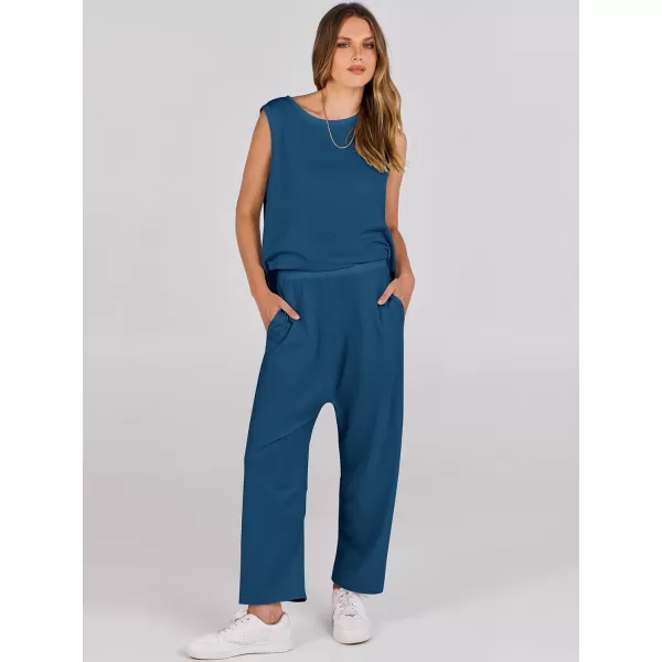 imageANRABESS Womens Two Piece Outfits Sleeveless Top  Harem Cropped Pants Matching Lounge Summer Sets 2024 Fashion ClothesDeep Blue