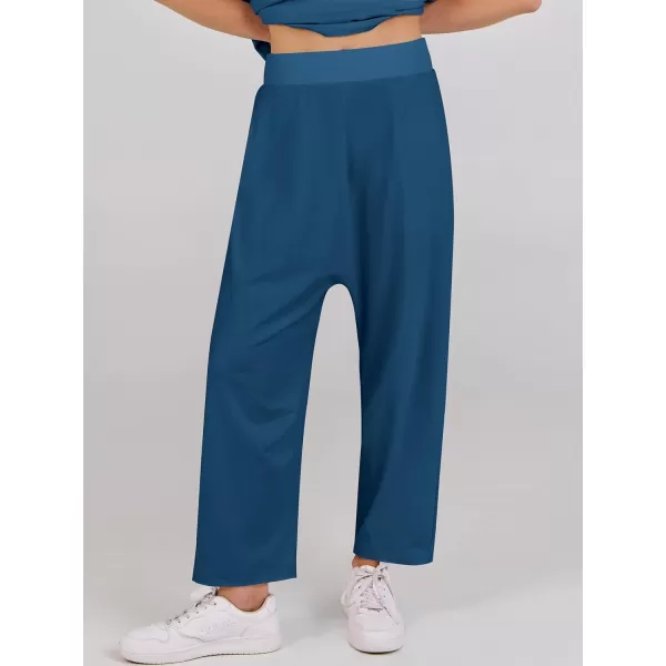 imageANRABESS Womens Two Piece Outfits Sleeveless Top  Harem Cropped Pants Matching Lounge Summer Sets 2024 Fashion ClothesDeep Blue