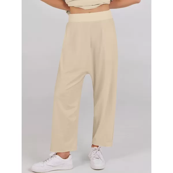 imageANRABESS Womens Two Piece Outfits Sleeveless Top  Harem Cropped Pants Matching Lounge Summer Sets 2024 Fashion ClothesKhaki