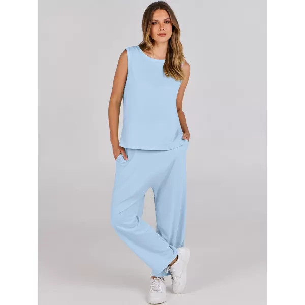 imageANRABESS Womens Two Piece Outfits Sleeveless Top  Harem Cropped Pants Matching Lounge Summer Sets 2024 Fashion ClothesLight Blue
