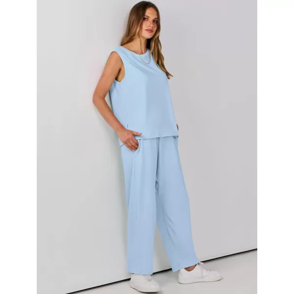 imageANRABESS Womens Two Piece Outfits Sleeveless Top  Harem Cropped Pants Matching Lounge Summer Sets 2024 Fashion ClothesLight Blue
