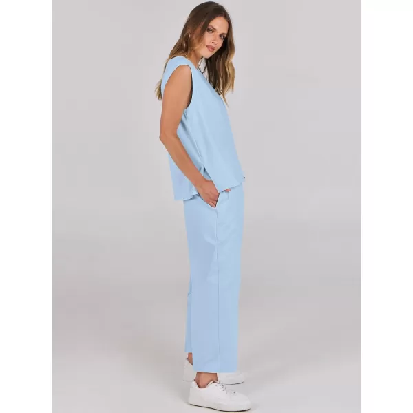 imageANRABESS Womens Two Piece Outfits Sleeveless Top  Harem Cropped Pants Matching Lounge Summer Sets 2024 Fashion ClothesLight Blue