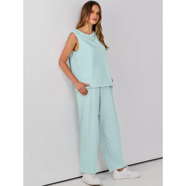 imageANRABESS Womens Two Piece Outfits Sleeveless Top  Harem Cropped Pants Matching Lounge Summer Sets 2024 Fashion ClothesLight Green