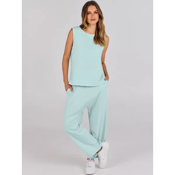 imageANRABESS Womens Two Piece Outfits Sleeveless Top  Harem Cropped Pants Matching Lounge Summer Sets 2024 Fashion ClothesLight Green