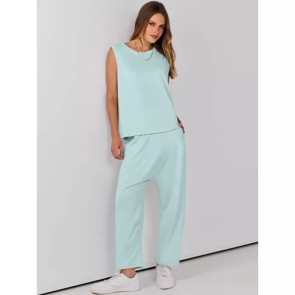 imageANRABESS Womens Two Piece Outfits Sleeveless Top  Harem Cropped Pants Matching Lounge Summer Sets 2024 Fashion ClothesLight Green