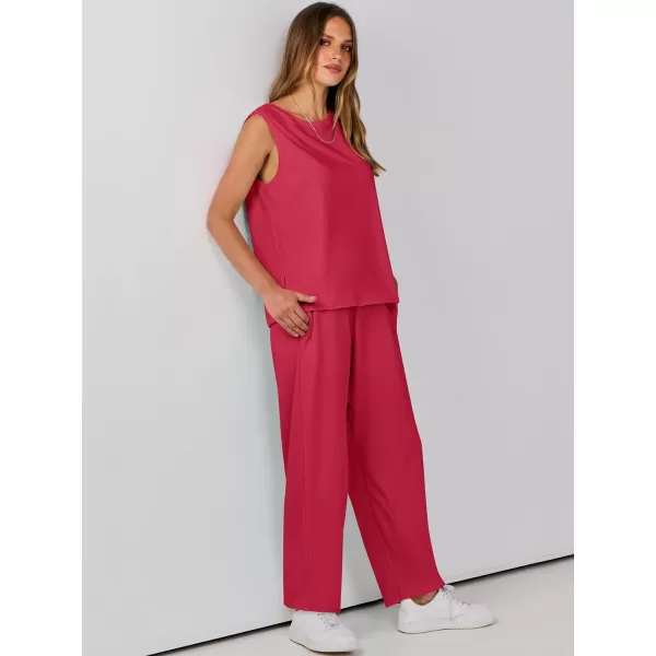 imageANRABESS Womens Two Piece Outfits Sleeveless Top  Harem Cropped Pants Matching Lounge Summer Sets 2024 Fashion ClothesRed