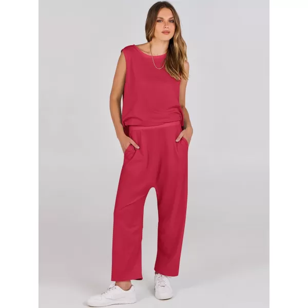 imageANRABESS Womens Two Piece Outfits Sleeveless Top  Harem Cropped Pants Matching Lounge Summer Sets 2024 Fashion ClothesRed