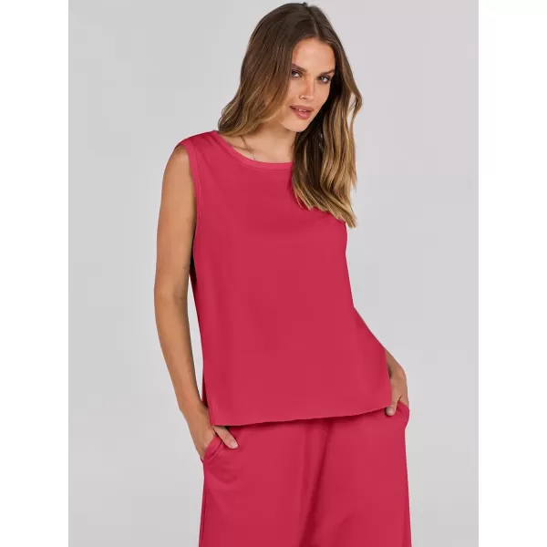 imageANRABESS Womens Two Piece Outfits Sleeveless Top  Harem Cropped Pants Matching Lounge Summer Sets 2024 Fashion ClothesRed
