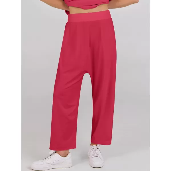 imageANRABESS Womens Two Piece Outfits Sleeveless Top  Harem Cropped Pants Matching Lounge Summer Sets 2024 Fashion ClothesRed
