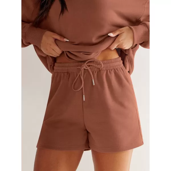 imageANRABESS Womens Two Piece Outfits Sweat Lounge Short Set Long Sleeve Gym Sweatsuit Tracksuit 2024 Spring ClothesCaramel