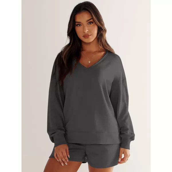 imageANRABESS Womens Two Piece Outfits Sweat Lounge Short Set Long Sleeve Gym Sweatsuit Tracksuit 2024 Spring ClothesDeep Gray