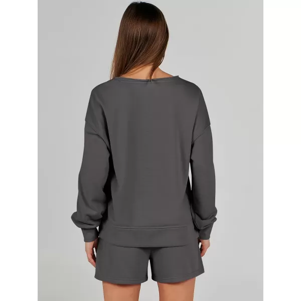 imageANRABESS Womens Two Piece Outfits Sweat Lounge Short Set Long Sleeve Gym Sweatsuit Tracksuit 2024 Spring ClothesDeep Gray