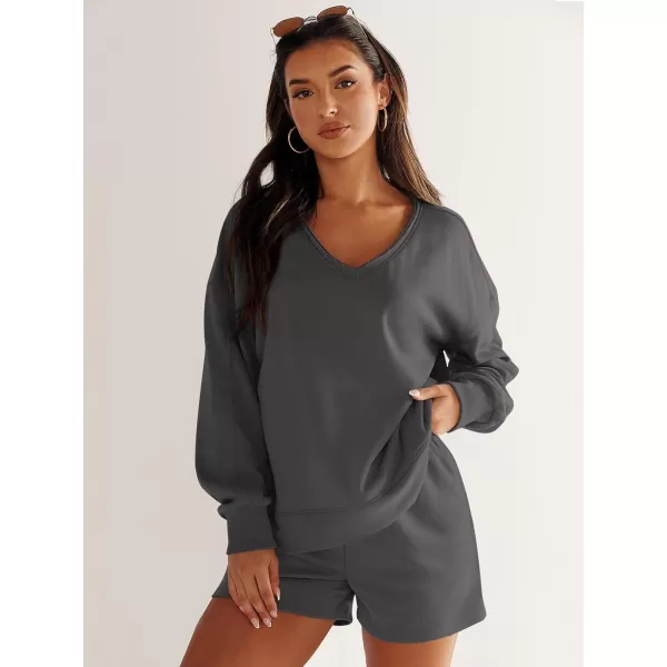 imageANRABESS Womens Two Piece Outfits Sweat Lounge Short Set Long Sleeve Gym Sweatsuit Tracksuit 2024 Spring ClothesDeep Gray