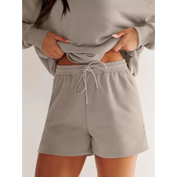 imageANRABESS Womens Two Piece Outfits Sweat Lounge Short Set Long Sleeve Gym Sweatsuit Tracksuit 2024 Spring ClothesKhaki