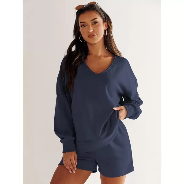 imageANRABESS Womens Two Piece Outfits Sweat Lounge Short Set Long Sleeve Gym Sweatsuit Tracksuit 2024 Spring ClothesNavy Blue