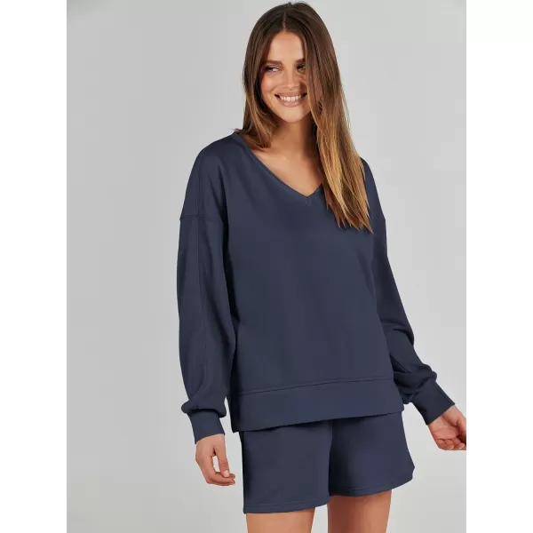 imageANRABESS Womens Two Piece Outfits Sweat Lounge Short Set Long Sleeve Gym Sweatsuit Tracksuit 2024 Spring ClothesNavy Blue