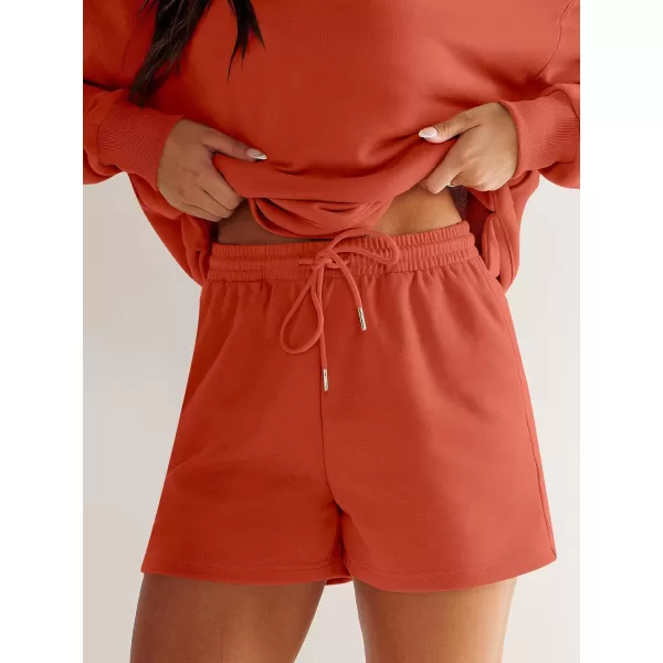 imageANRABESS Womens Two Piece Outfits Sweat Lounge Short Set Long Sleeve Gym Sweatsuit Tracksuit 2024 Spring ClothesOrange