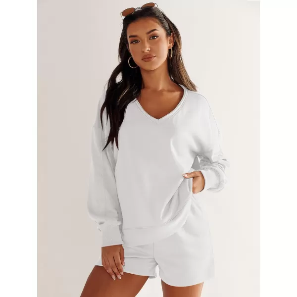 imageANRABESS Womens Two Piece Outfits Sweat Lounge Short Set Long Sleeve Gym Sweatsuit Tracksuit 2024 Spring ClothesWhite