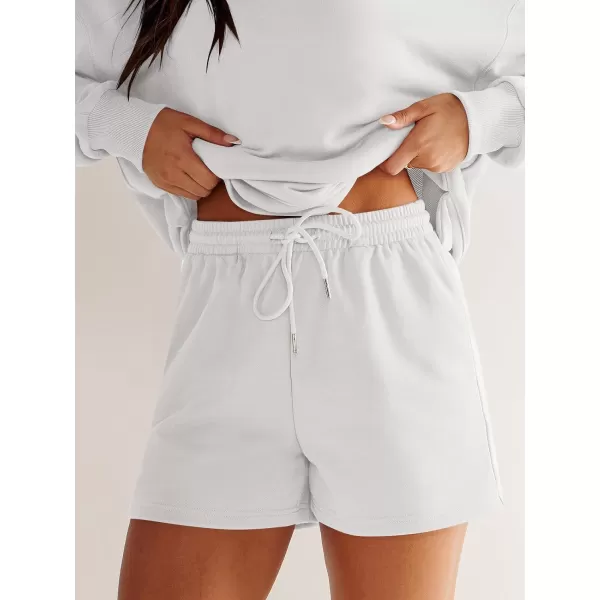 imageANRABESS Womens Two Piece Outfits Sweat Lounge Short Set Long Sleeve Gym Sweatsuit Tracksuit 2024 Spring ClothesWhite