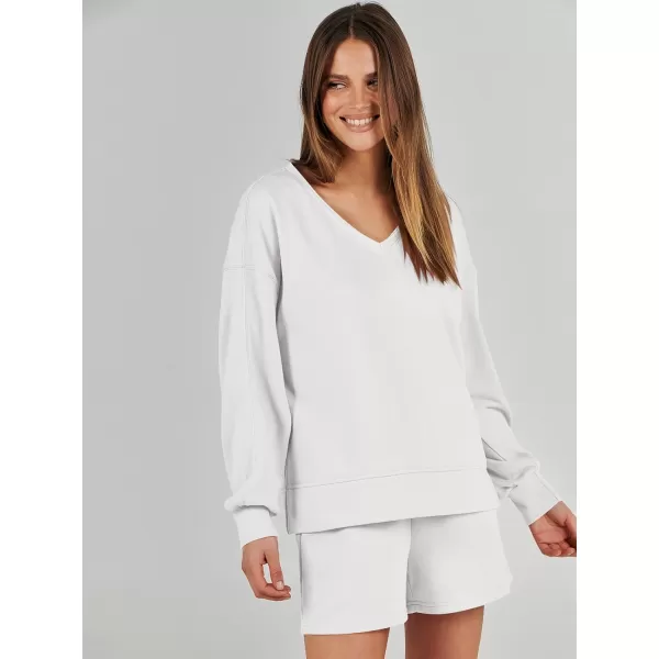 imageANRABESS Womens Two Piece Outfits Sweat Lounge Short Set Long Sleeve Gym Sweatsuit Tracksuit 2024 Spring ClothesWhite