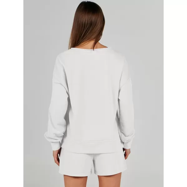 imageANRABESS Womens Two Piece Outfits Sweat Lounge Short Set Long Sleeve Gym Sweatsuit Tracksuit 2024 Spring ClothesWhite