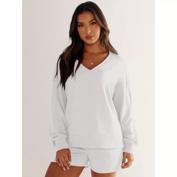 imageANRABESS Womens Two Piece Outfits Sweat Lounge Short Set Long Sleeve Gym Sweatsuit Tracksuit 2024 Spring ClothesWhite