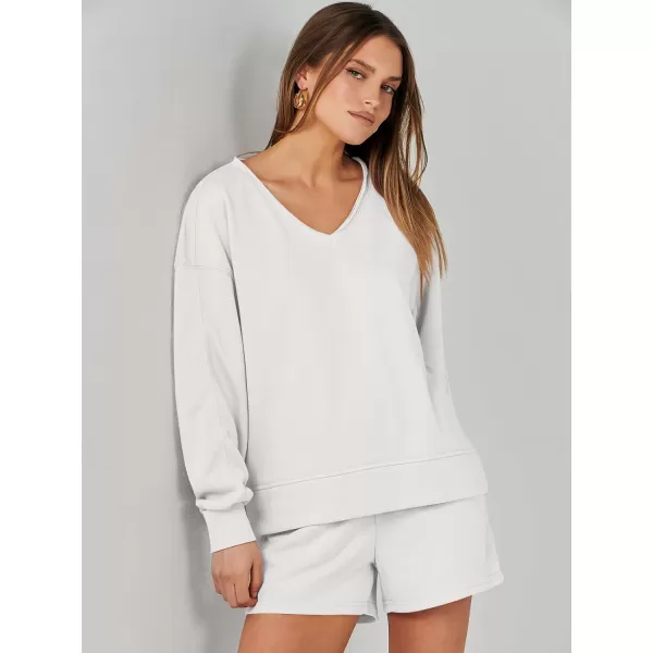 imageANRABESS Womens Two Piece Outfits Sweat Lounge Short Set Long Sleeve Gym Sweatsuit Tracksuit 2024 Spring ClothesWhite