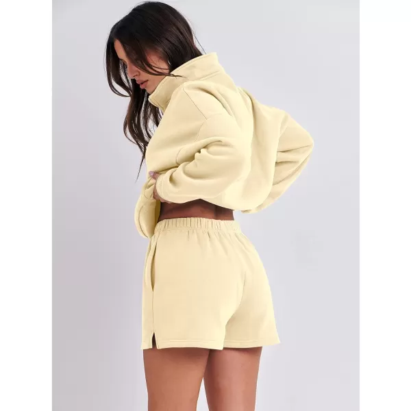 imageANRABESS Womens Two Piece Outfits Sweat Lounge Short Set Long Sleeve Gym Sweatsuit Tracksuit 2024 Spring Fashion Clothes03apricot