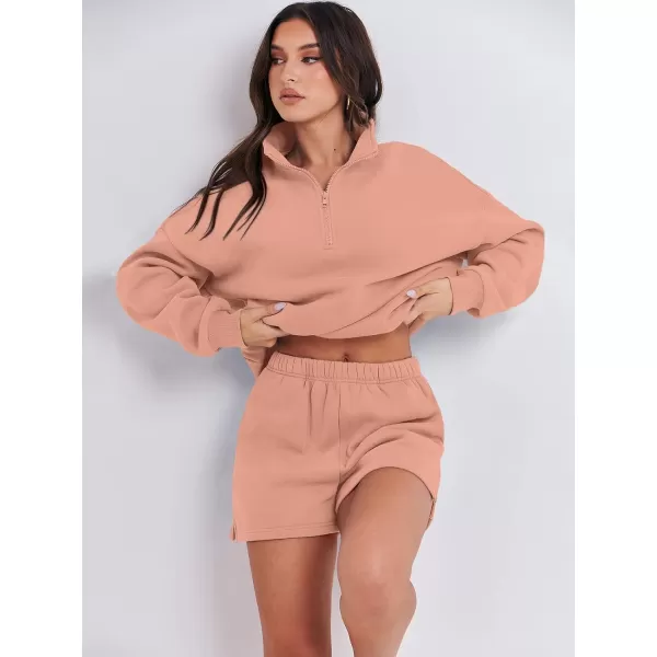 imageANRABESS Womens Two Piece Outfits Sweat Lounge Short Set Long Sleeve Gym Sweatsuit Tracksuit 2024 Spring Fashion Clothes04rust