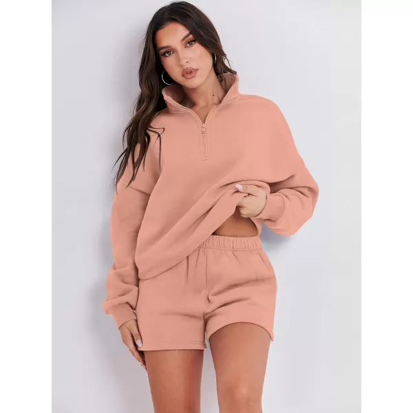 imageANRABESS Womens Two Piece Outfits Sweat Lounge Short Set Long Sleeve Gym Sweatsuit Tracksuit 2024 Spring Fashion Clothes04rust