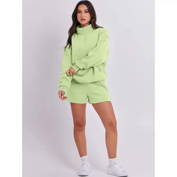 imageANRABESS Womens Two Piece Outfits Sweat Lounge Short Set Long Sleeve Gym Sweatsuit Tracksuit 2024 Spring Fashion Clothes05green