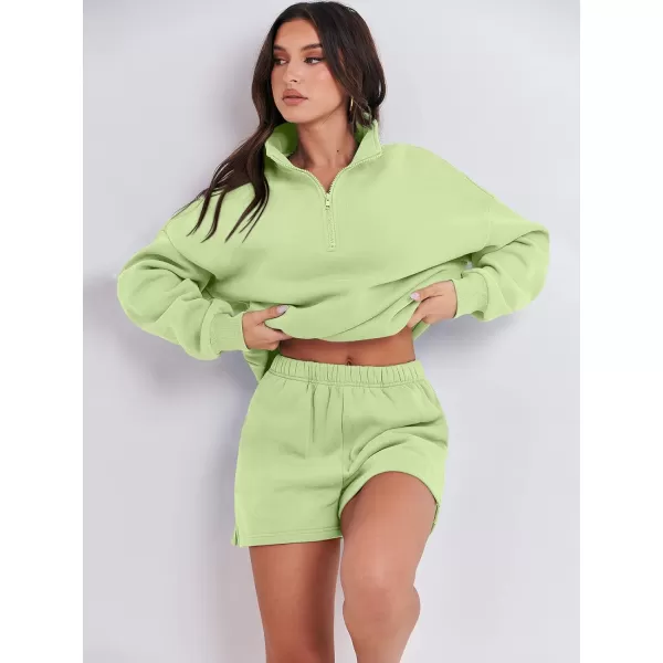 imageANRABESS Womens Two Piece Outfits Sweat Lounge Short Set Long Sleeve Gym Sweatsuit Tracksuit 2024 Spring Fashion Clothes05green