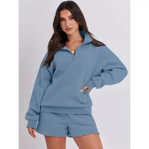 imageANRABESS Womens Two Piece Outfits Sweat Lounge Short Set Long Sleeve Gym Sweatsuit Tracksuit 2024 Spring Fashion Clothes06blue