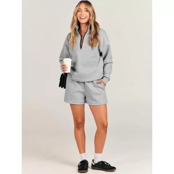 imageANRABESS Womens Two Piece Outfits Sweat Lounge Short Set Long Sleeve Gym Sweatsuit Tracksuit 2024 Spring Fashion Clothes07grey